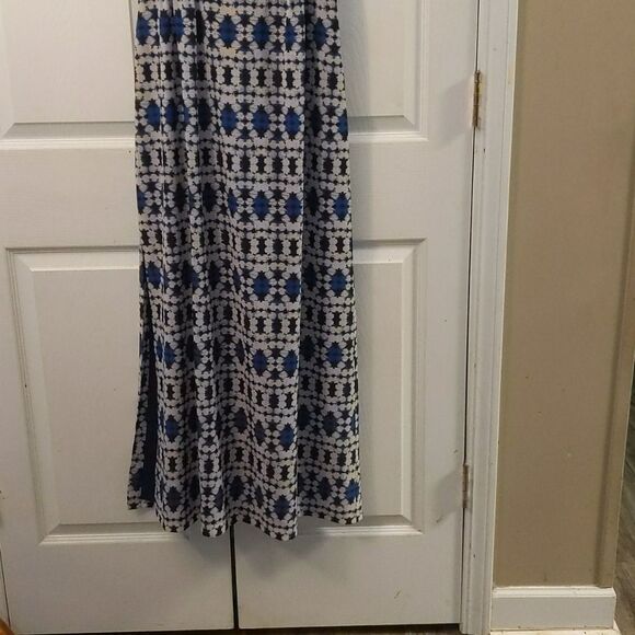 J. Crew blue white maxi dress w/slit on one side - Picture 2 of 6